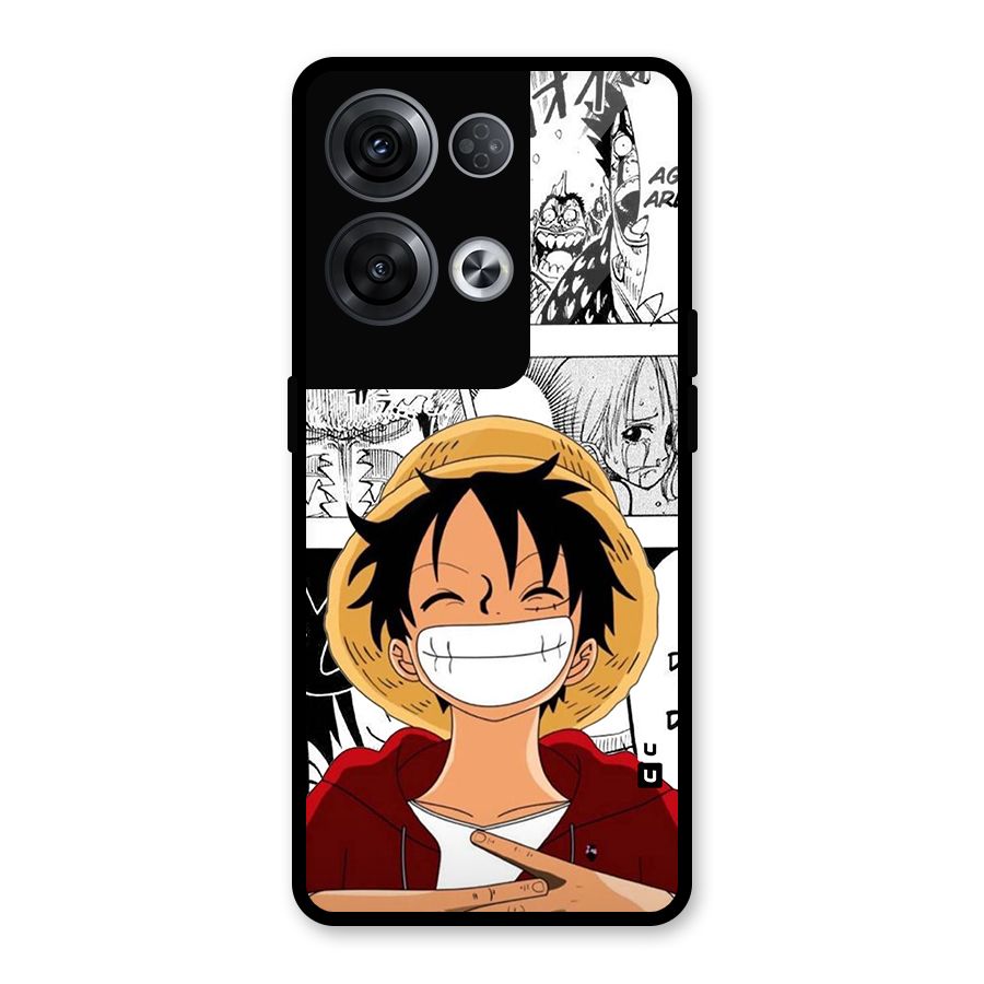 Manga Style Luffy Glass Back Case for Oppo Reno8 Pro 5G