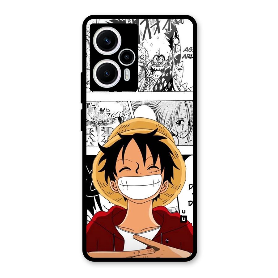 Manga Style Luffy Glass Back Case for Poco F5