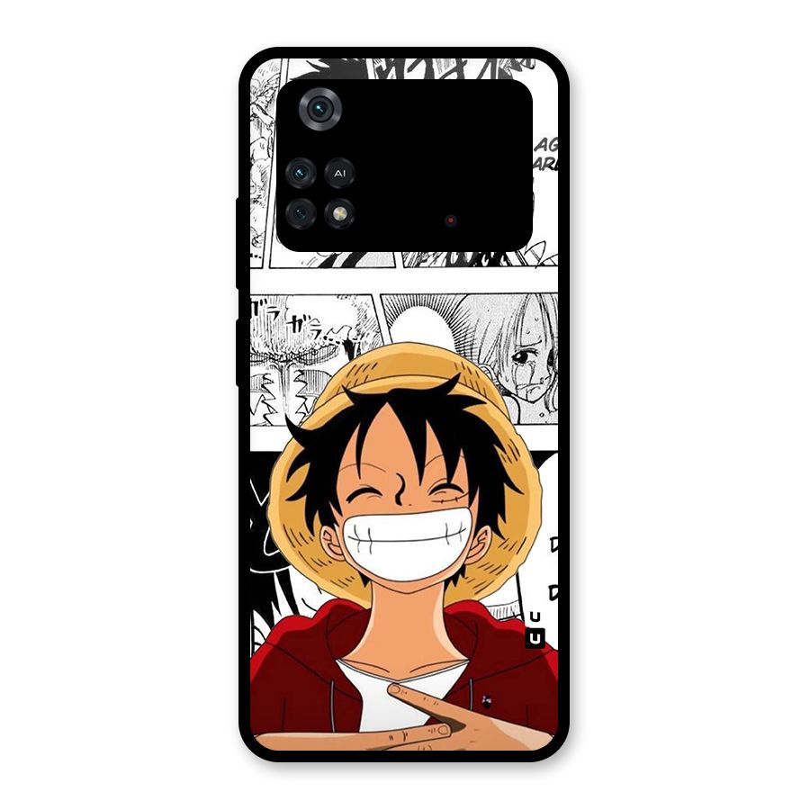 Manga Style Luffy Glass Back Case for Poco M4 Pro 4G