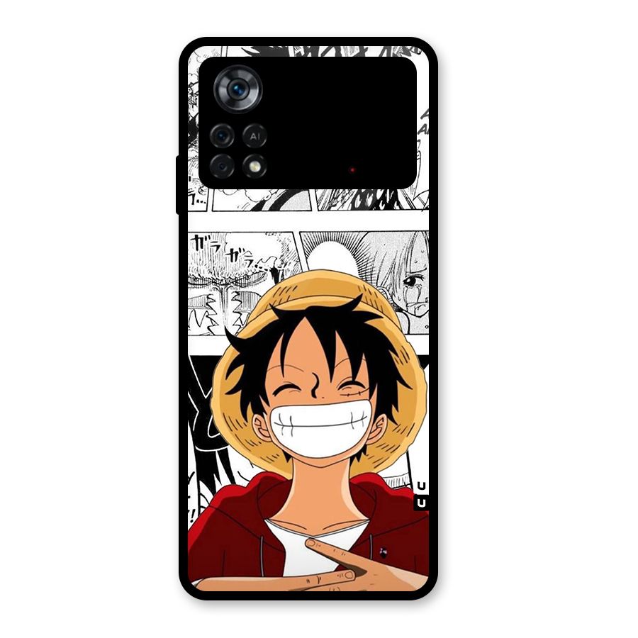 Manga Style Luffy Glass Back Case for Poco X4 Pro 5G