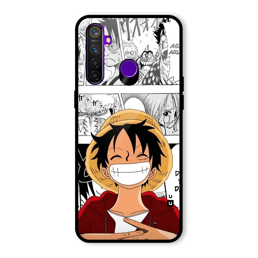 Manga Style Luffy Glass Back Case for Realme 5 Pro