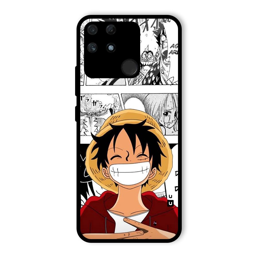 Manga Style Luffy Glass Back Case for Realme Narzo 50A