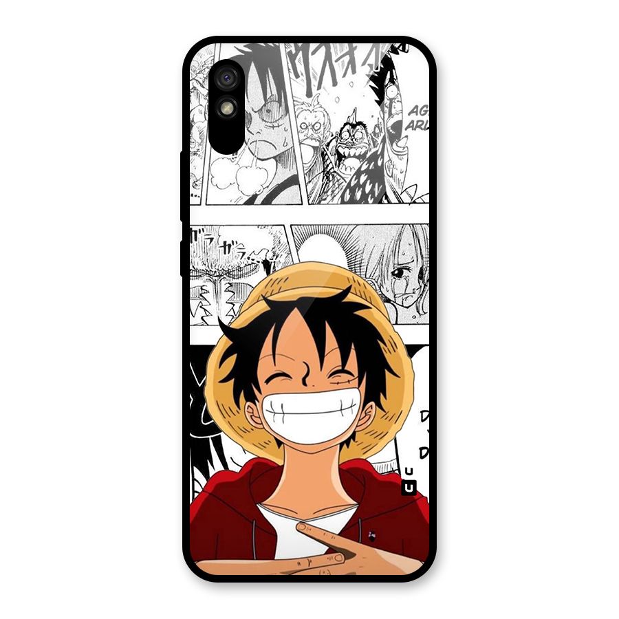 Manga Style Luffy Glass Back Case for Redmi 9A