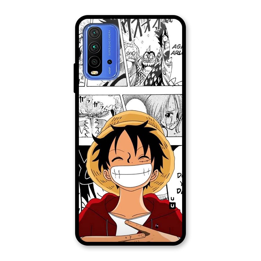 Manga Style Luffy Glass Back Case for Redmi 9 Power
