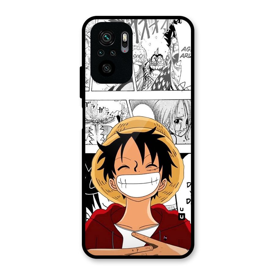 Manga Style Luffy Glass Back Case for Redmi Note 10S