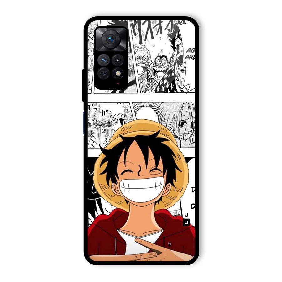 Manga Style Luffy Glass Back Case for Redmi Note 11 Pro