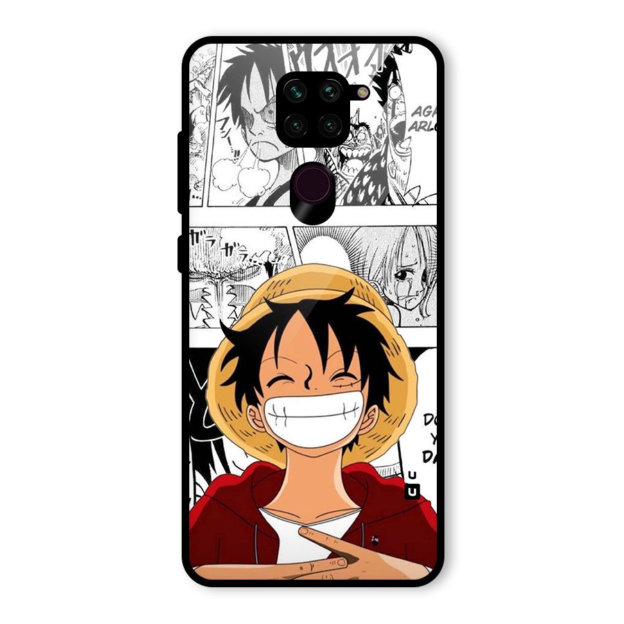 Manga Style Luffy Glass Back Case for Redmi Note 9