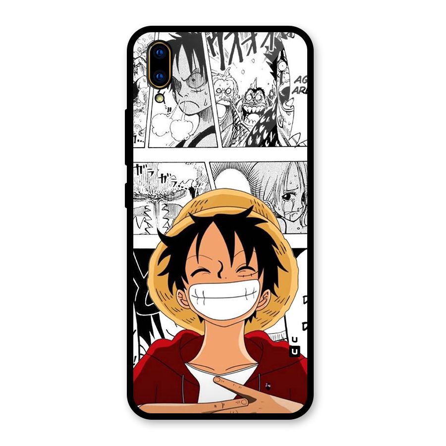 Manga Style Luffy Glass Back Case for Vivo V11 Pro