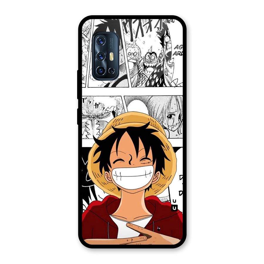 Manga Style Luffy Glass Back Case for Vivo V17