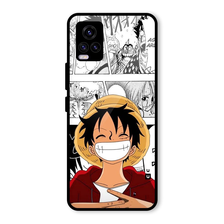 Manga Style Luffy Glass Back Case for Vivo V20