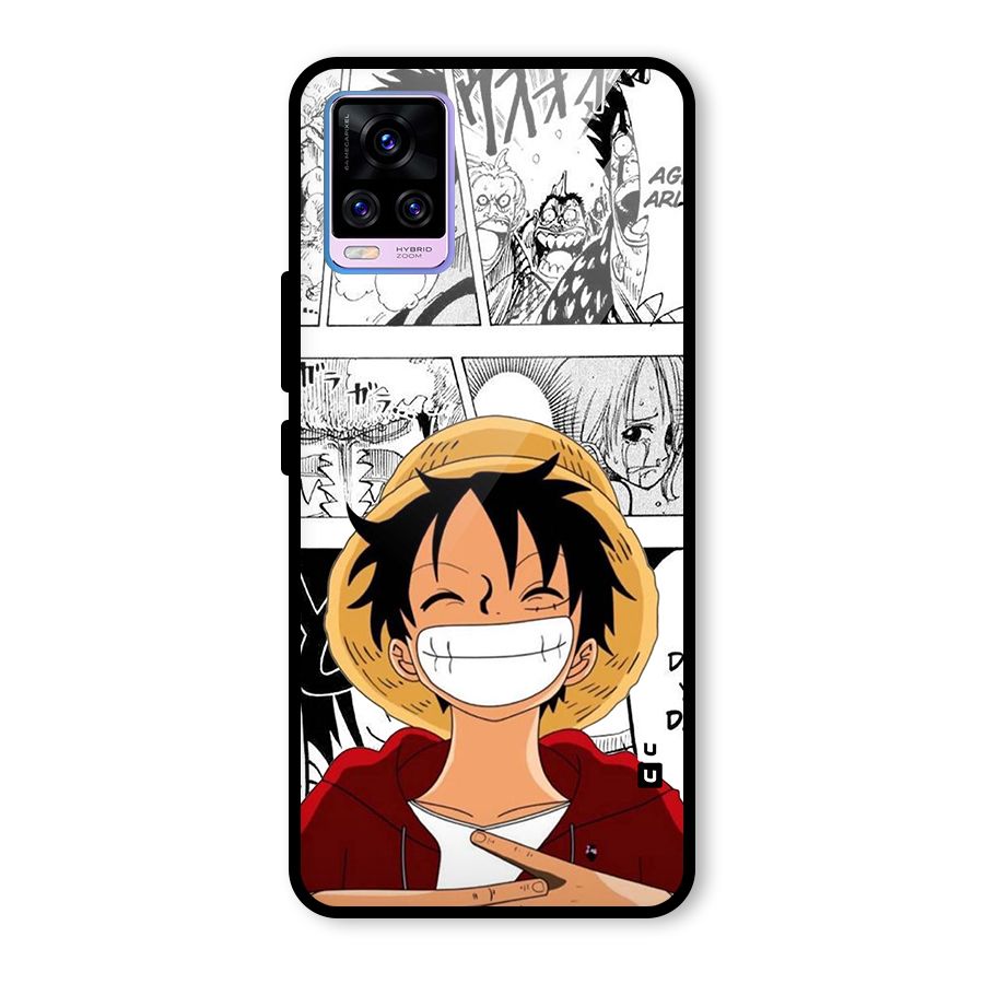 Manga Style Luffy Glass Back Case for Vivo V20 Pro