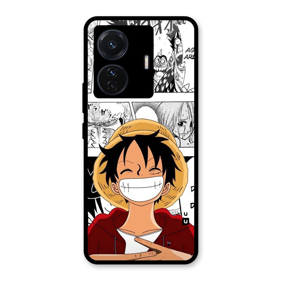Manga Style Luffy Glass Back Case for Vivo iQOO Z6 Pro