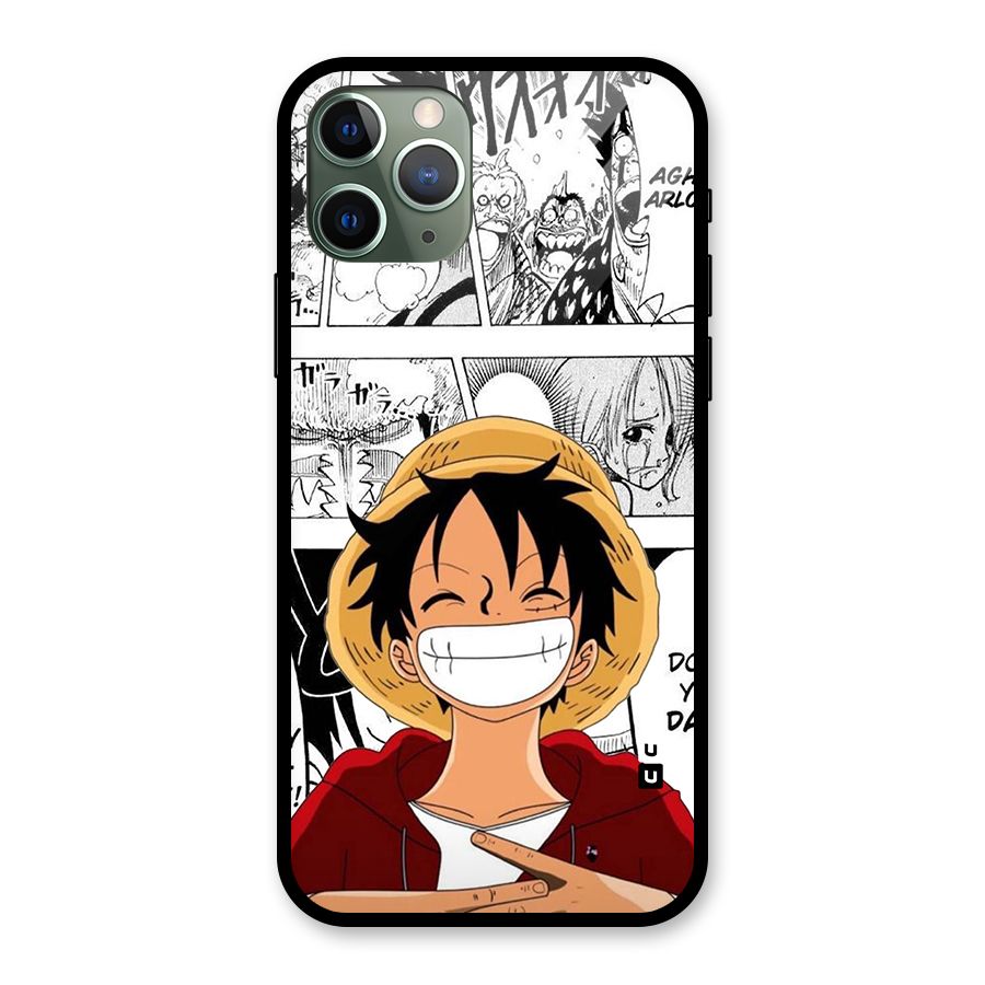Manga Style Luffy Glass Back Case for iPhone 11 Pro