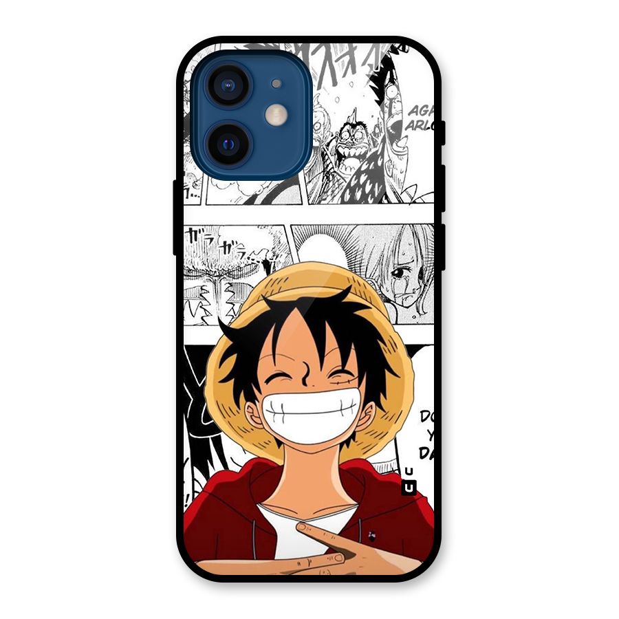 Manga Style Luffy Glass Back Case for iPhone 12 Mini