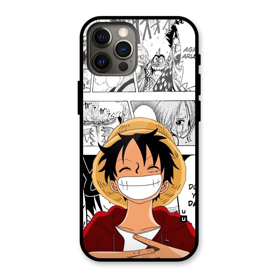 Manga Style Luffy Glass Back Case for iPhone 12 Pro