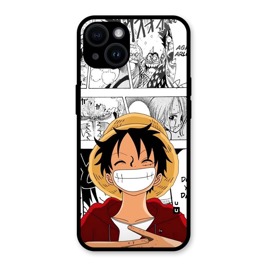 Manga Style Luffy Glass Back Case for iPhone 14