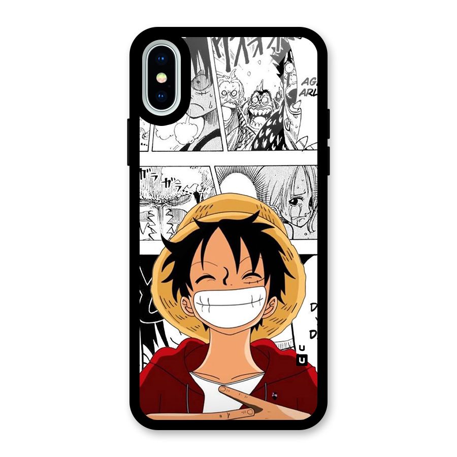 Manga Style Luffy Glass Back Case for iPhone XS