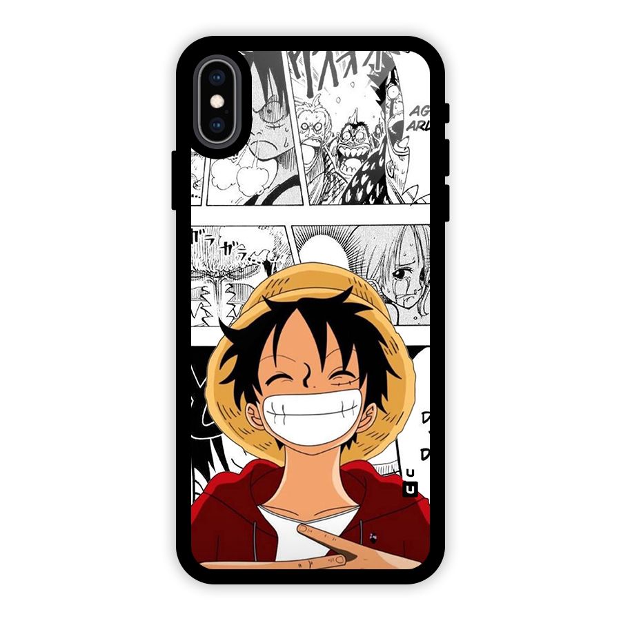 Manga Style Luffy Glass Back Case for iPhone XS Max