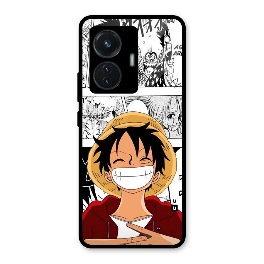 Manga Style Luffy Glass Back Case for iQOO Z6 44W