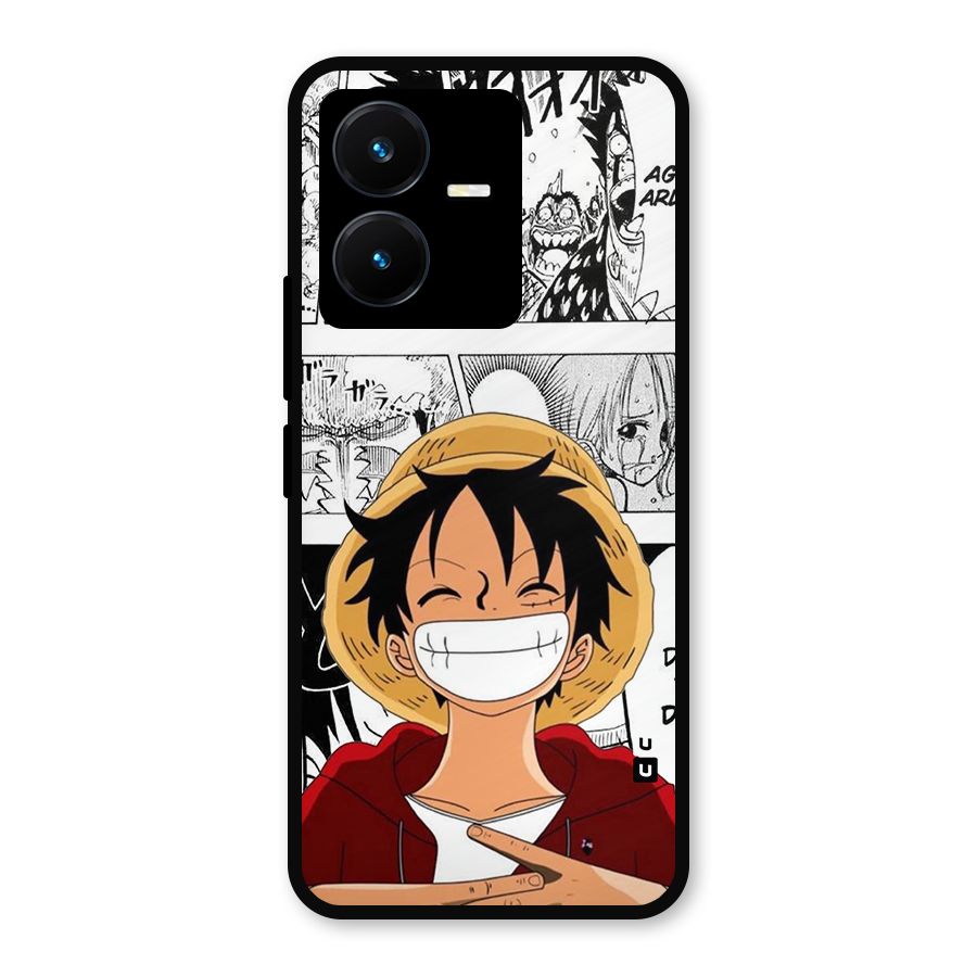 Manga Style Luffy Metal Back Case for Vivo Y22