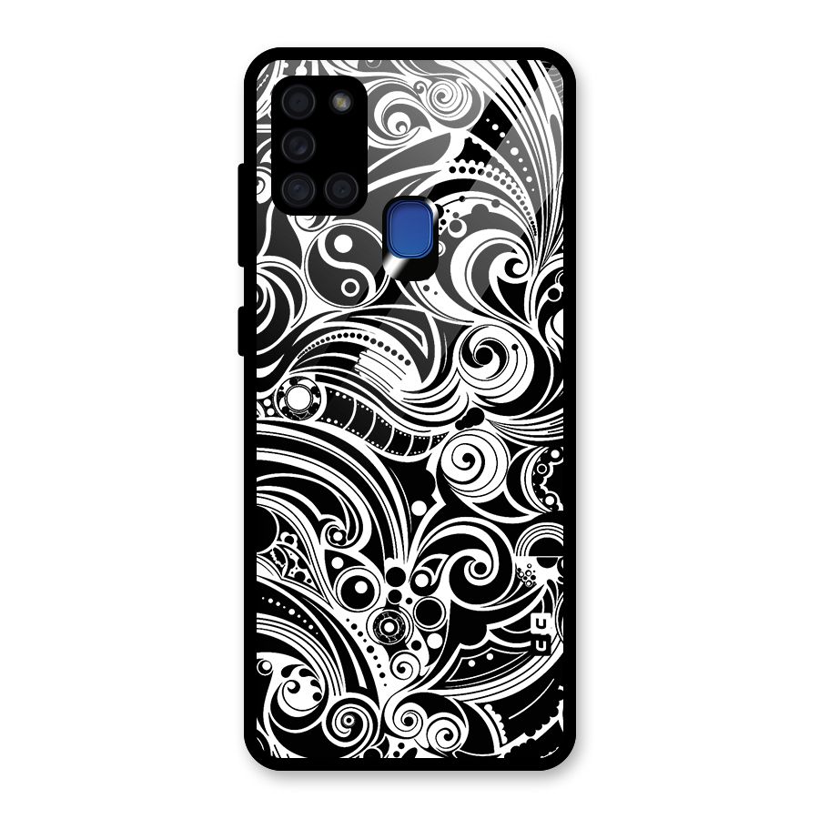 Maori Art Design Abstract Glass Back Case for Galaxy A21s
