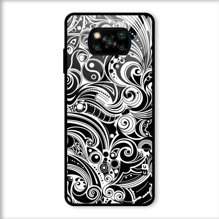 Maori Art Design Abstract Glass Back Case for Poco X3