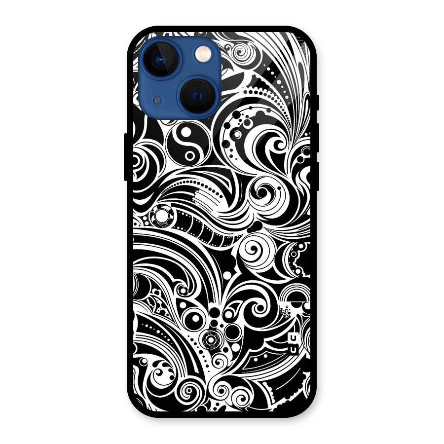 Maori Art Design Abstract Glass Back Case for iPhone 13 Mini