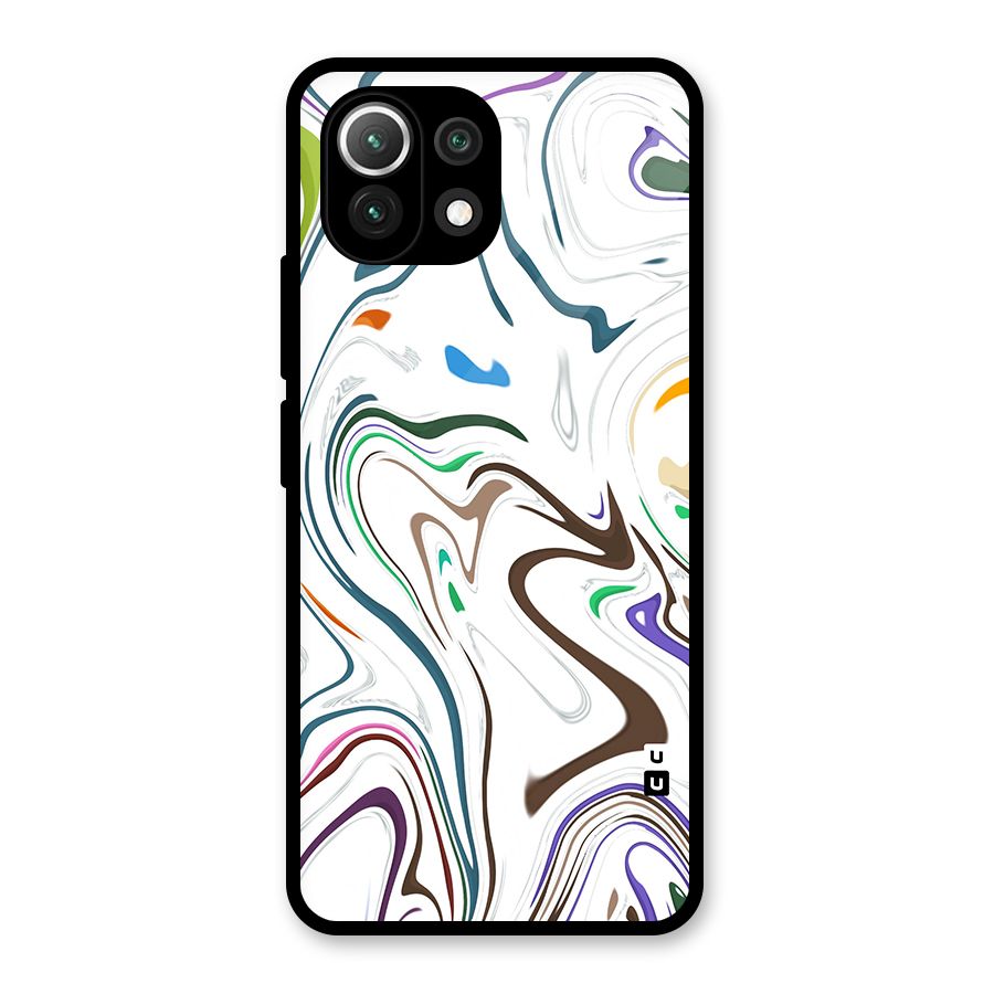 Marbled Printed Art Glass Back Case for Mi 11 Lite