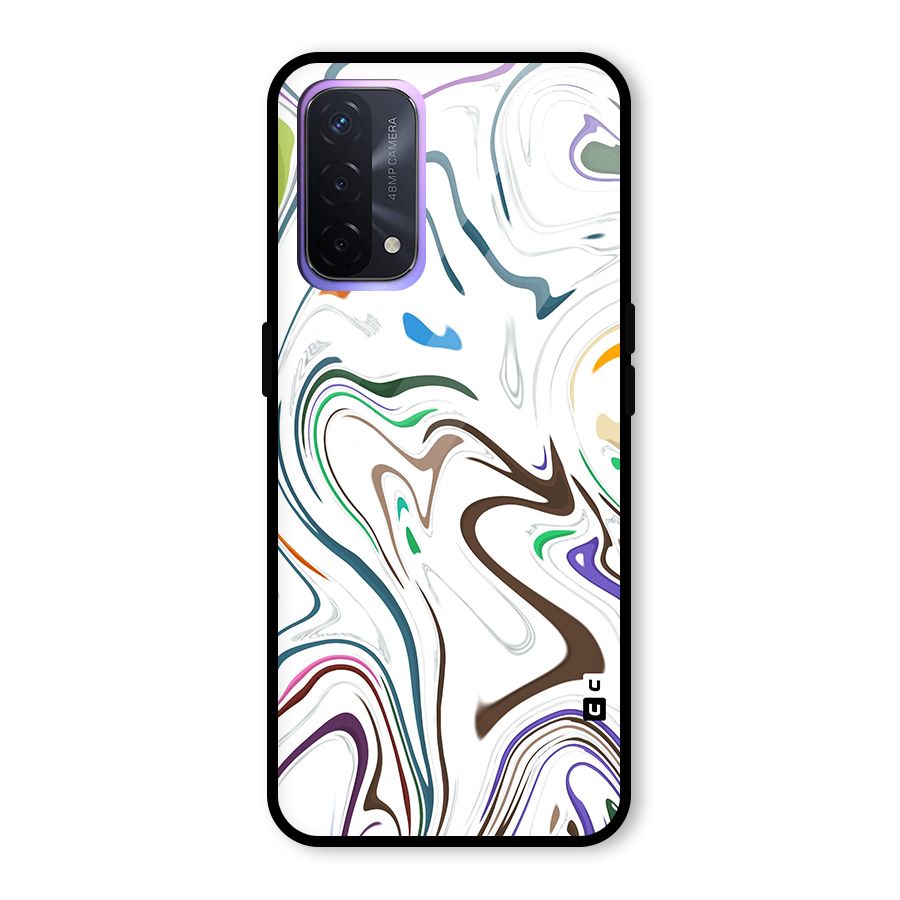 Marbled Printed Art Glass Back Case for Oppo A74 5G
