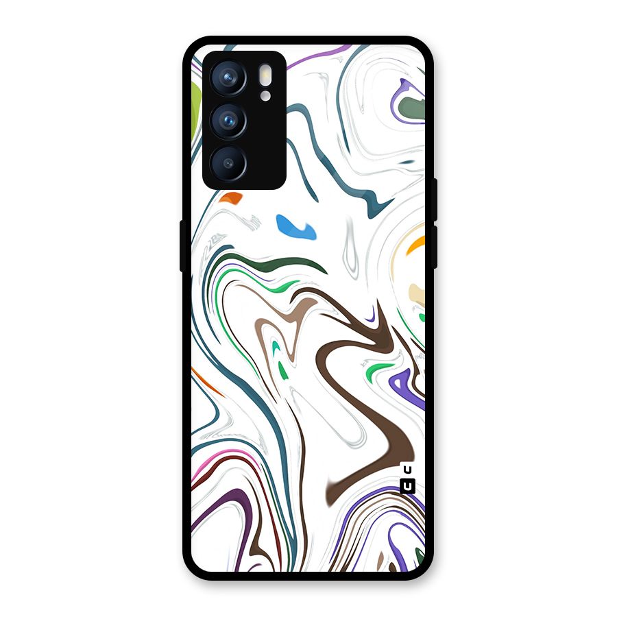 Marbled Printed Art Glass Back Case for Oppo Reno6 5G