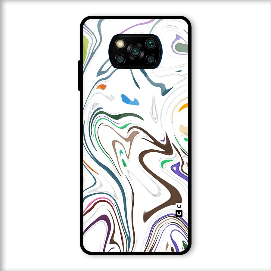 Marbled Printed Art Glass Back Case for Poco X3