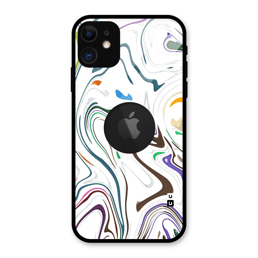 Marbled Printed Art Glass Back Case for iPhone 11 Logo Cut