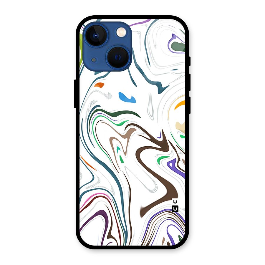 Marbled Printed Art Glass Back Case for iPhone 13 Mini