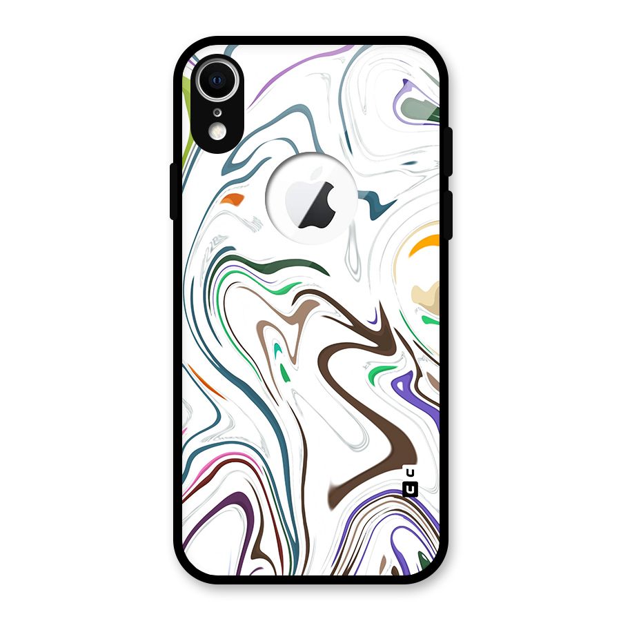 Marbled Printed Art Glass Back Case for iPhone XR Logo Cut