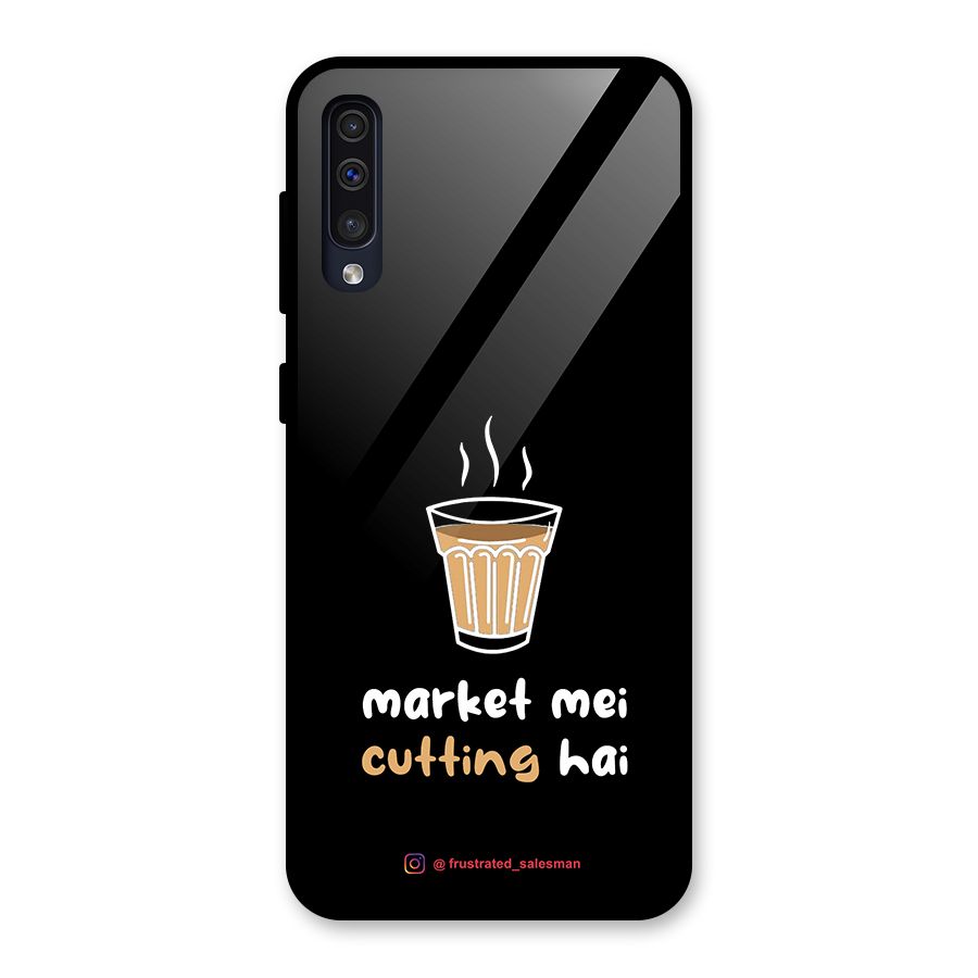 Market Mei Cutting Hai Black Glass Back Case for Galaxy A30s