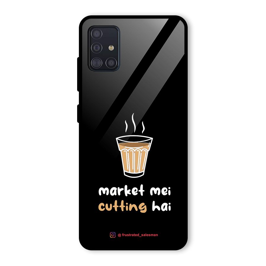 Market Mei Cutting Hai Black Glass Back Case for Galaxy A51