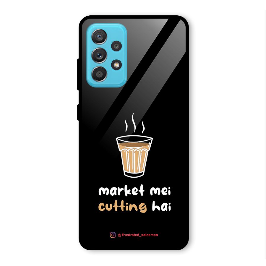 Market Mei Cutting Hai Black Glass Back Case for Galaxy A52