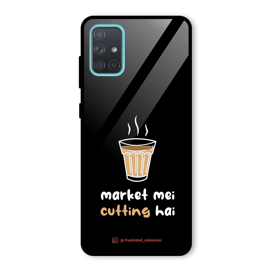 Market Mei Cutting Hai Black Glass Back Case for Galaxy A71