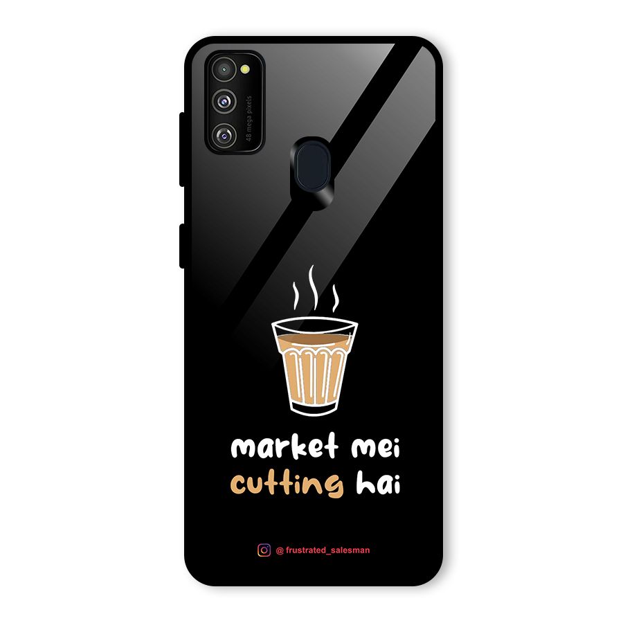 Market Mei Cutting Hai Black Glass Back Case for Galaxy M30s