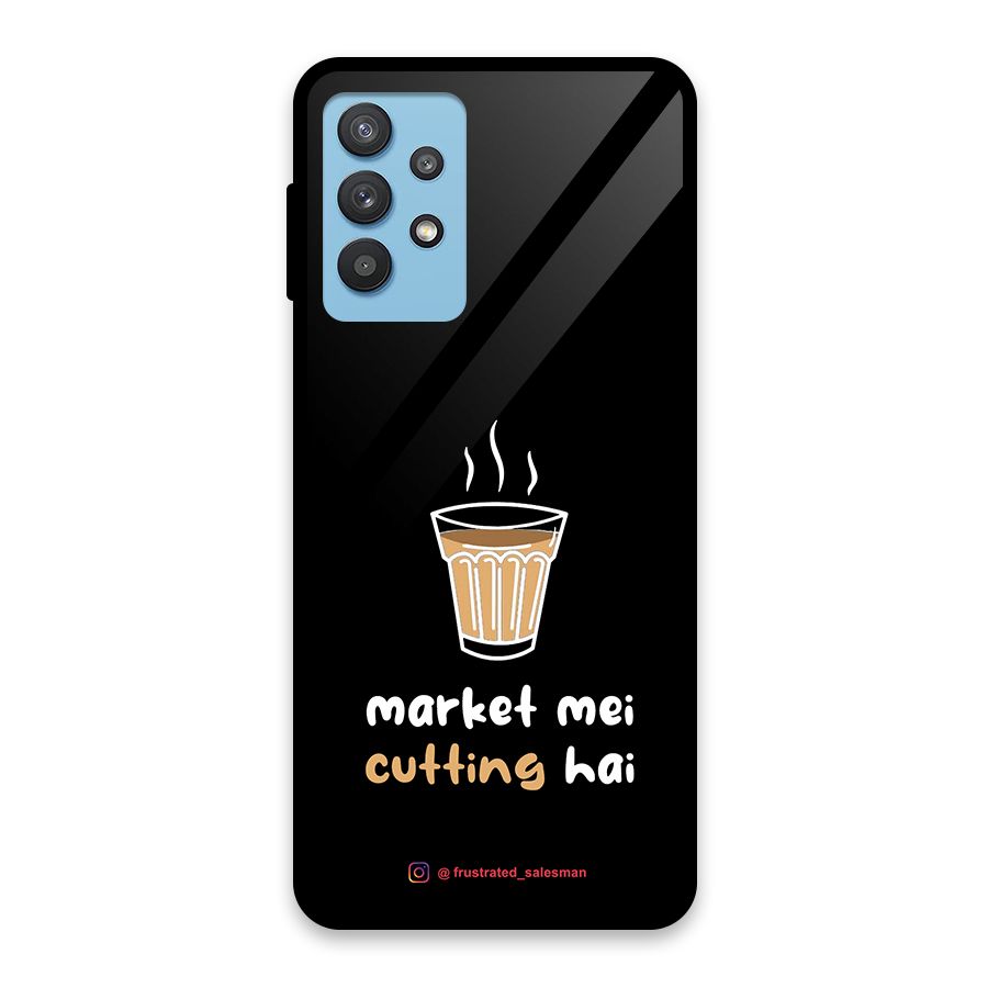 Market Mei Cutting Hai Black Glass Back Case for Galaxy M32 5G