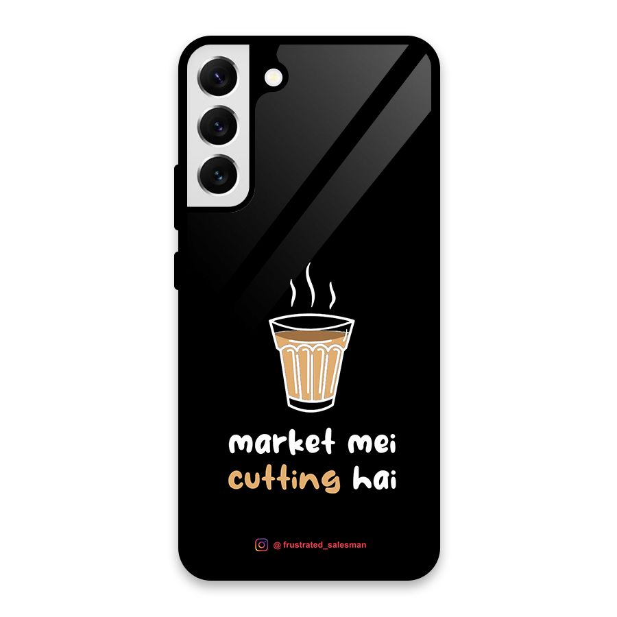 Market Mei Cutting Hai Black Glass Back Case for Galaxy S22 Plus 5G