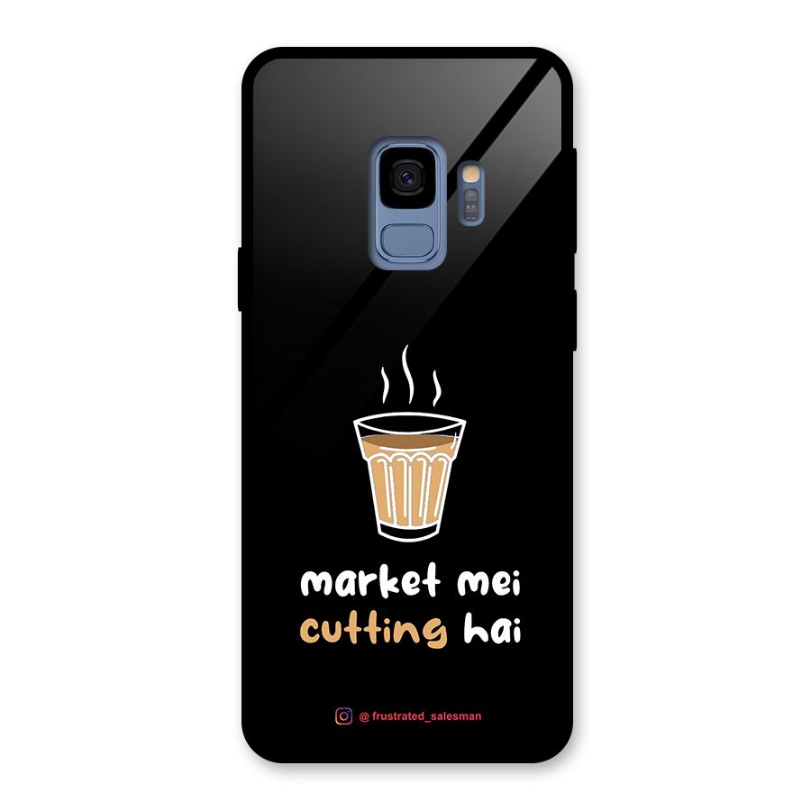 Market Mei Cutting Hai Black Glass Back Case for Galaxy S9