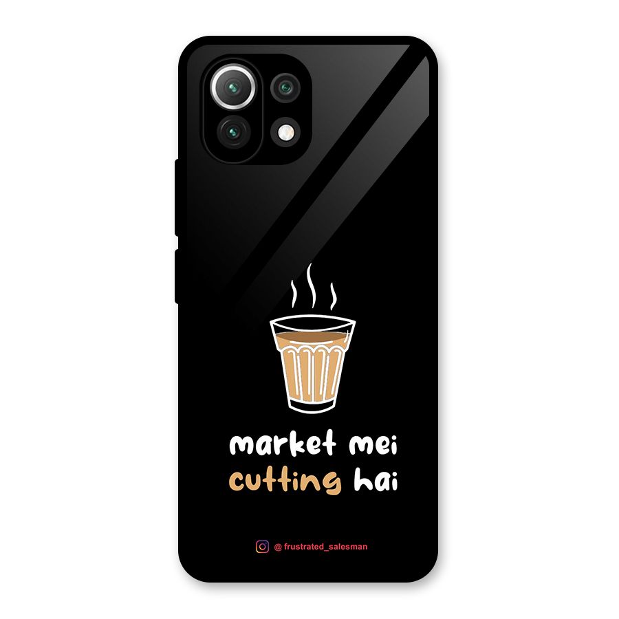 Market Mei Cutting Hai Black Glass Back Case for Mi 11 Lite NE 5G