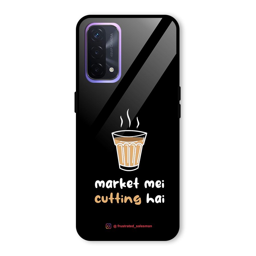 Market Mei Cutting Hai Black Glass Back Case for Oppo A74 5G