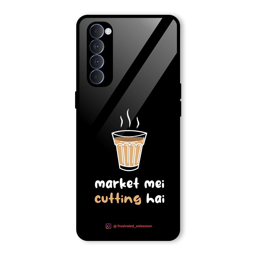 Market Mei Cutting Hai Black Glass Back Case for Oppo Reno4 Pro