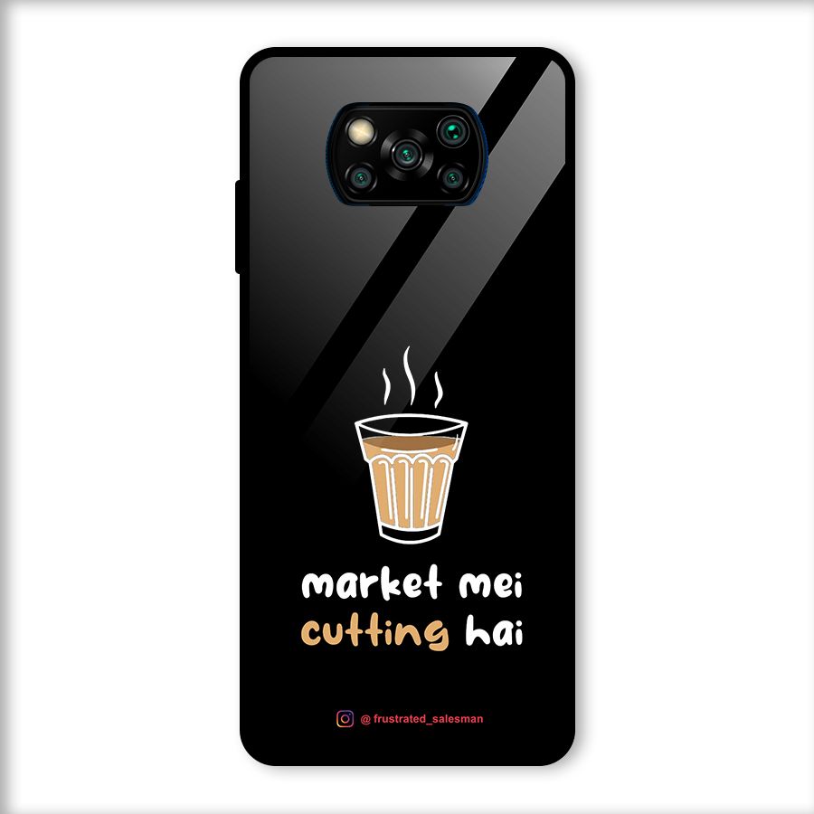 Market Mei Cutting Hai Black Glass Back Case for Poco X3