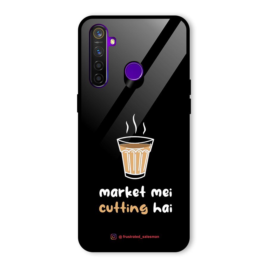 Market Mei Cutting Hai Black Glass Back Case for Realme 5 Pro