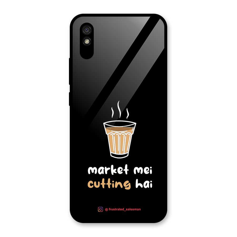 Market Mei Cutting Hai Black Glass Back Case for Redmi 9A