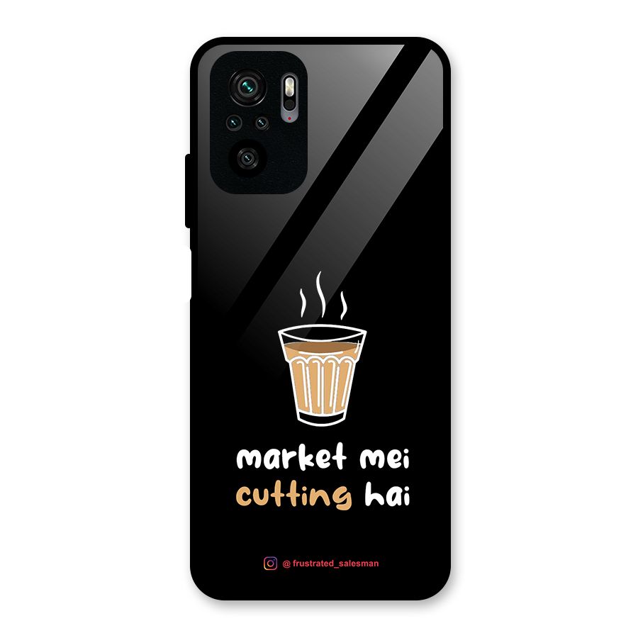 Market Mei Cutting Hai Black Glass Back Case for Redmi Note 10S