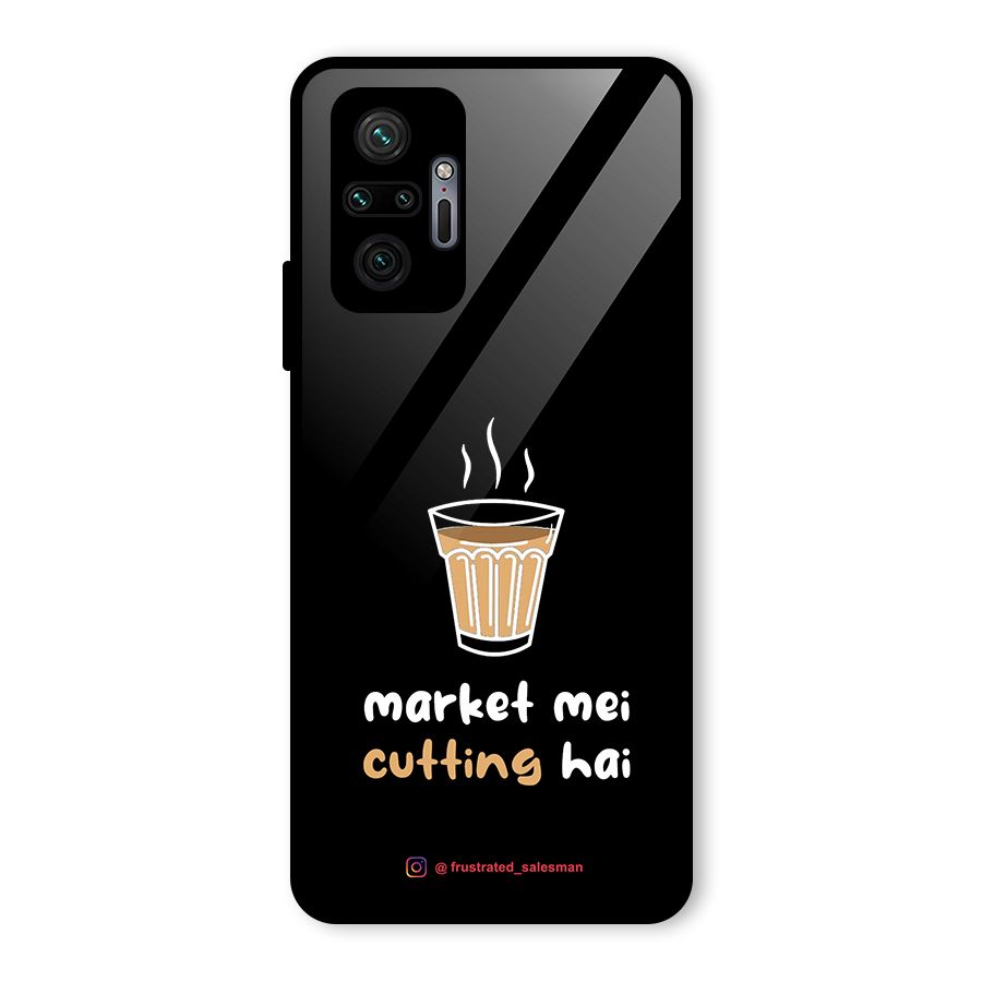Market Mei Cutting Hai Black Glass Back Case for Redmi Note 10 Pro